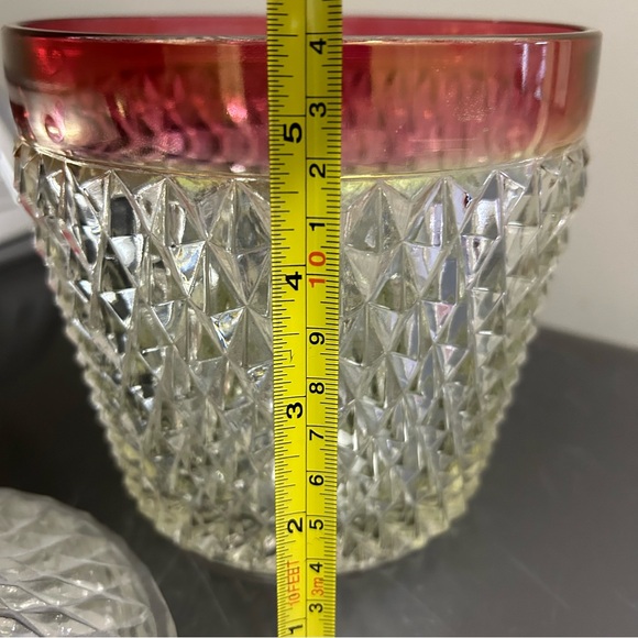 Indiana Glass Diamond Point Ruby Flash Ice Bucket - Simply Stunning - Picture 11 of 13